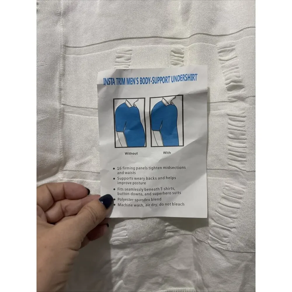 Insta Trim Men’s Body-Support Undershirt Size XXL Slimming Panels White